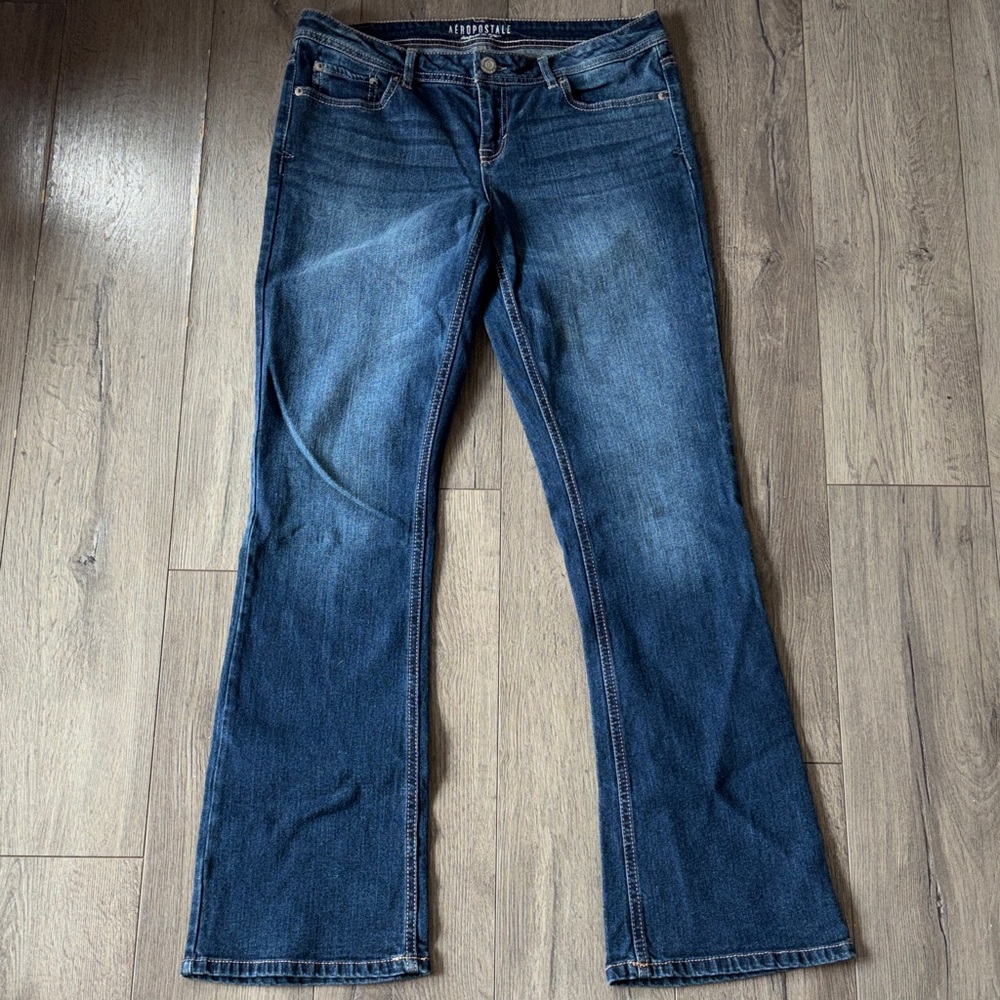 Aeropostale Blue Denim Boot Cut Jeans Size 8 Stretchy Y2K
